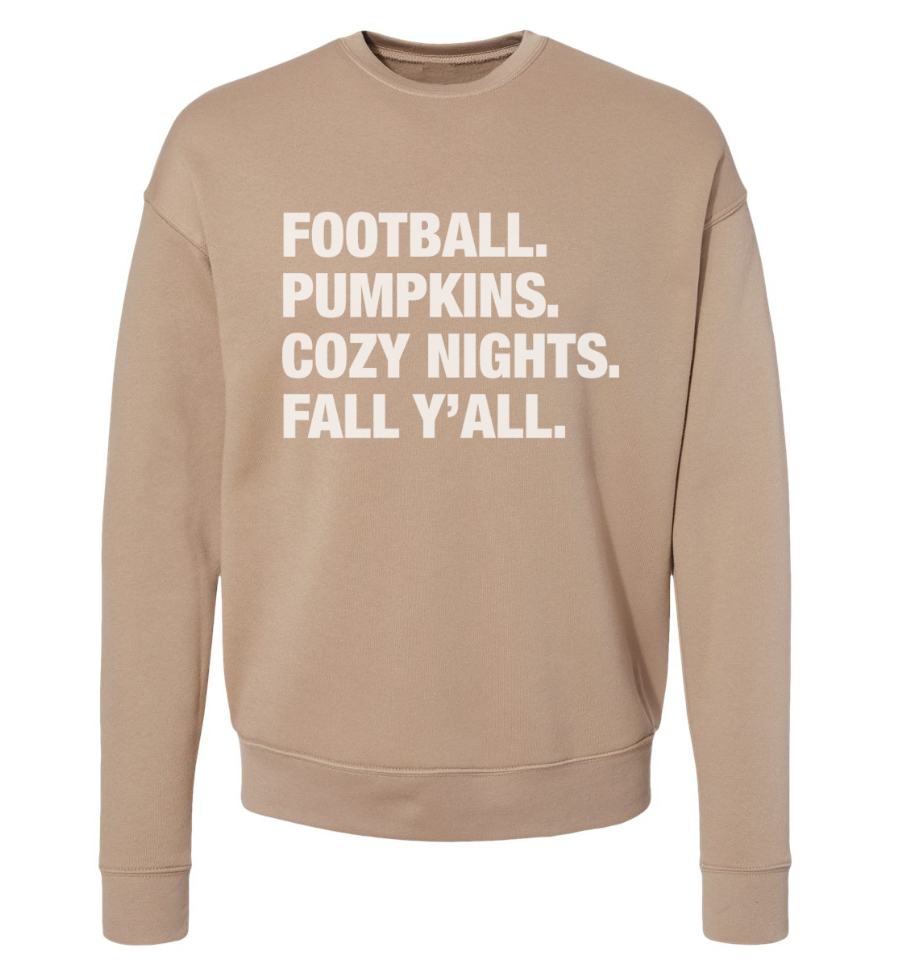 4 Things® 'Fall Y'all' Unisex Pullover Sweatshirt - Light Brown