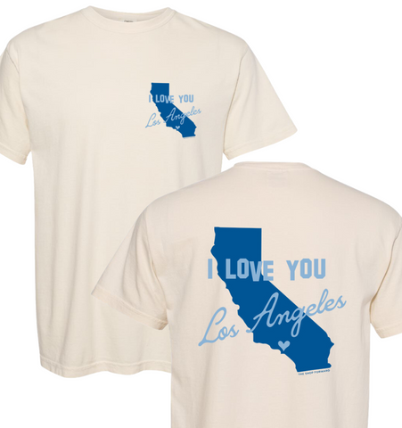 'I LOVE YOU LOS ANGELES' Unisex T-Shirt - Ivory & Blue