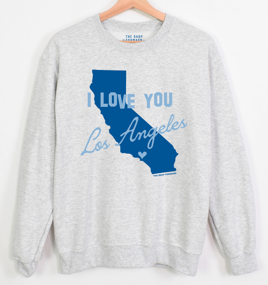 'I LOVE YOU LOS ANGELES' Unisex Pullover Sweatshirt - ASH GREY