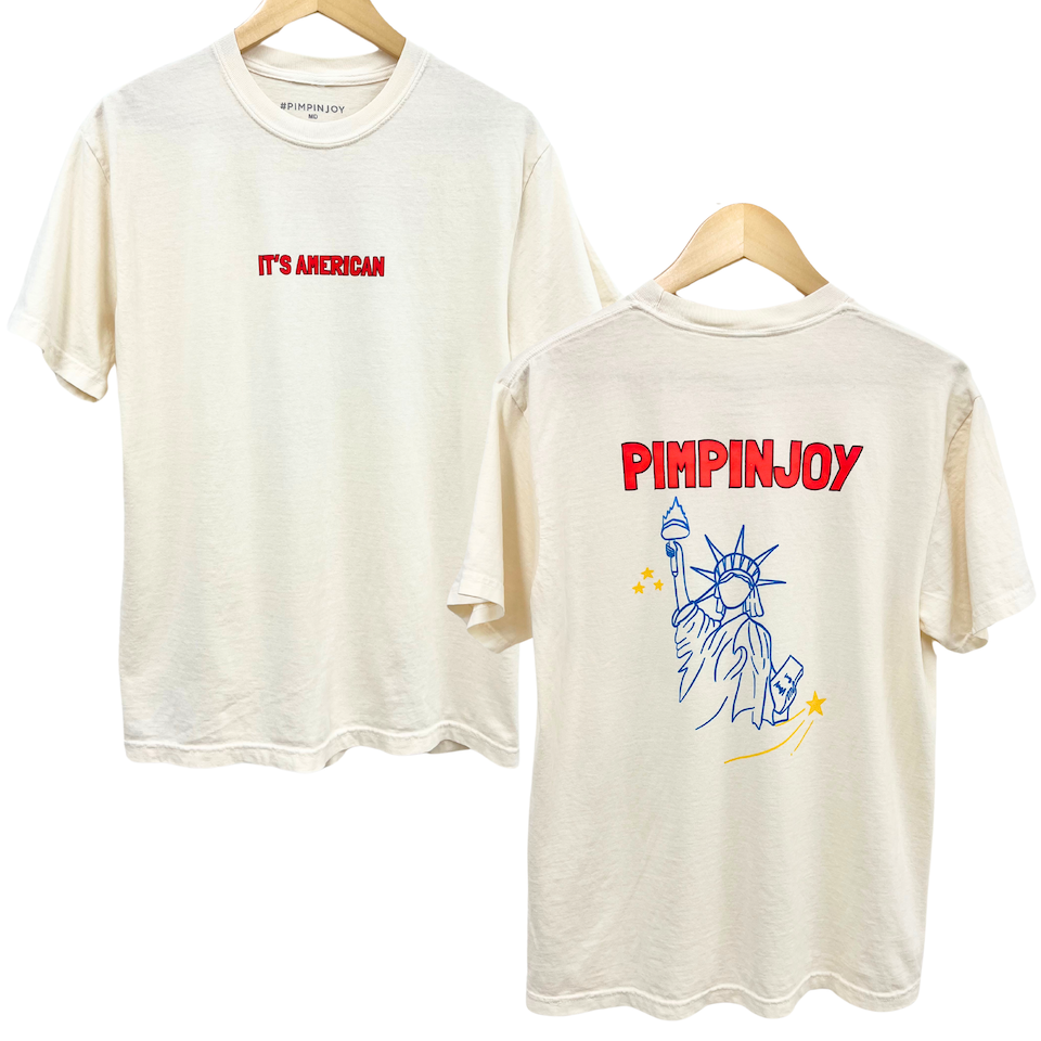 *NEW* PIMPINJOY Lady Liberty Relaxed Fit Unisex Tee- IVORY