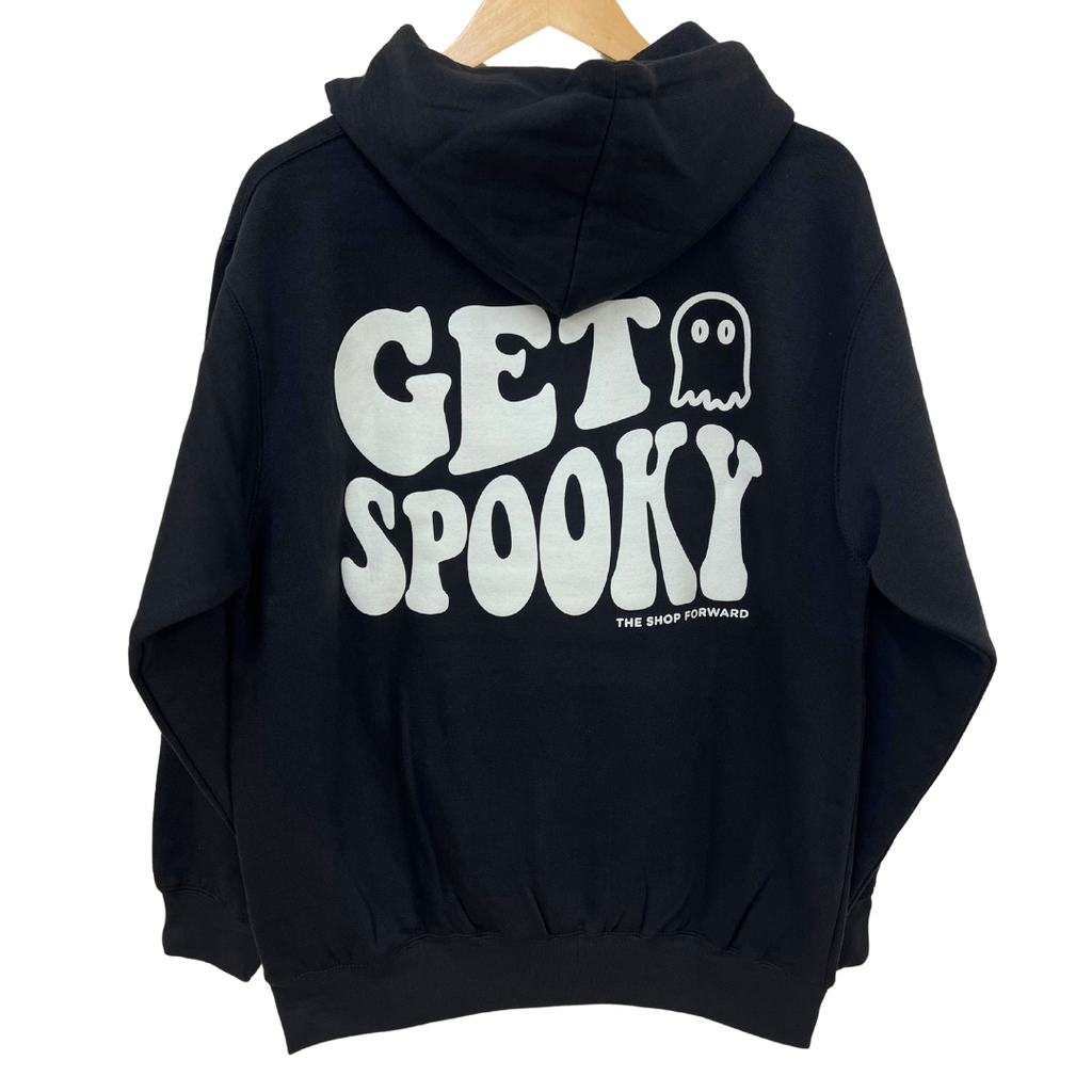 'GET SPOOKY' (GLOW IN THE DARK) Unisex Hoodie Sweatshirt - BLACK