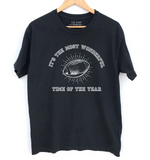 'IT'S THE MOST WONDERFUL TIME OF THE YEAR' Football Unisex Tee - BLACK