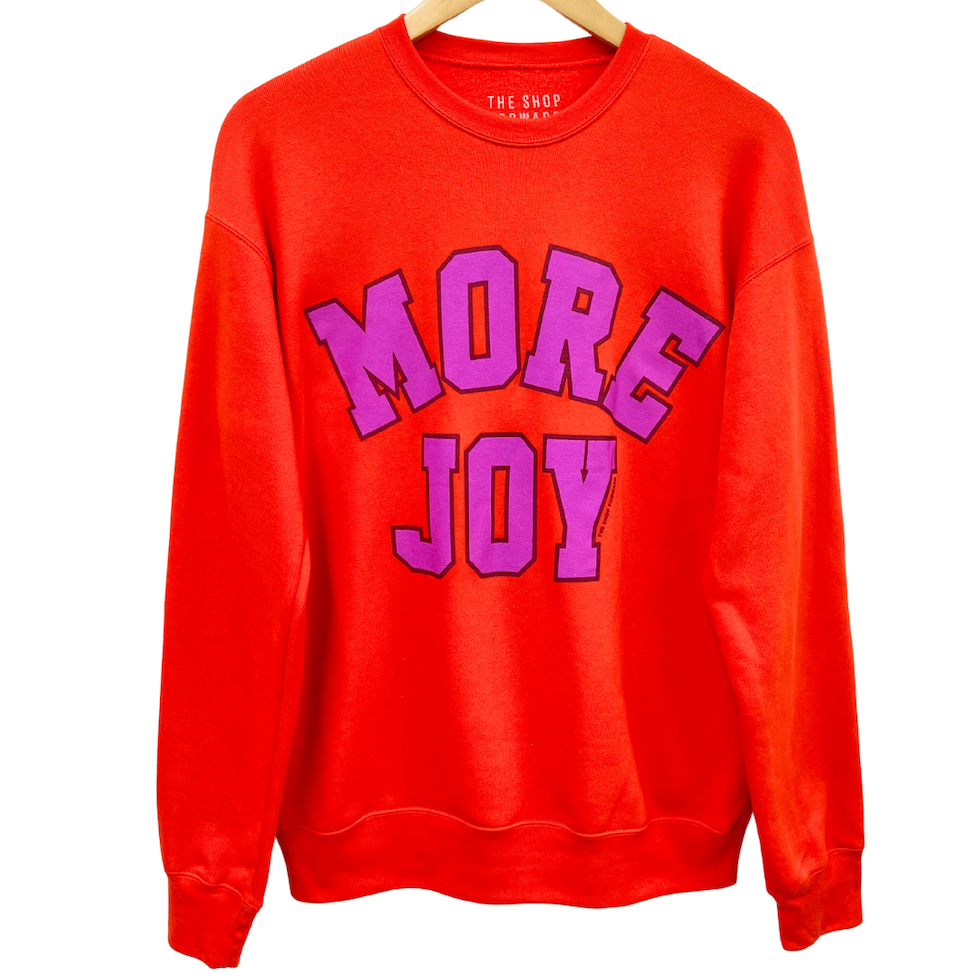 MORE JOY unisex pullover - TOMATO WITH ELECTRIC PURPLE