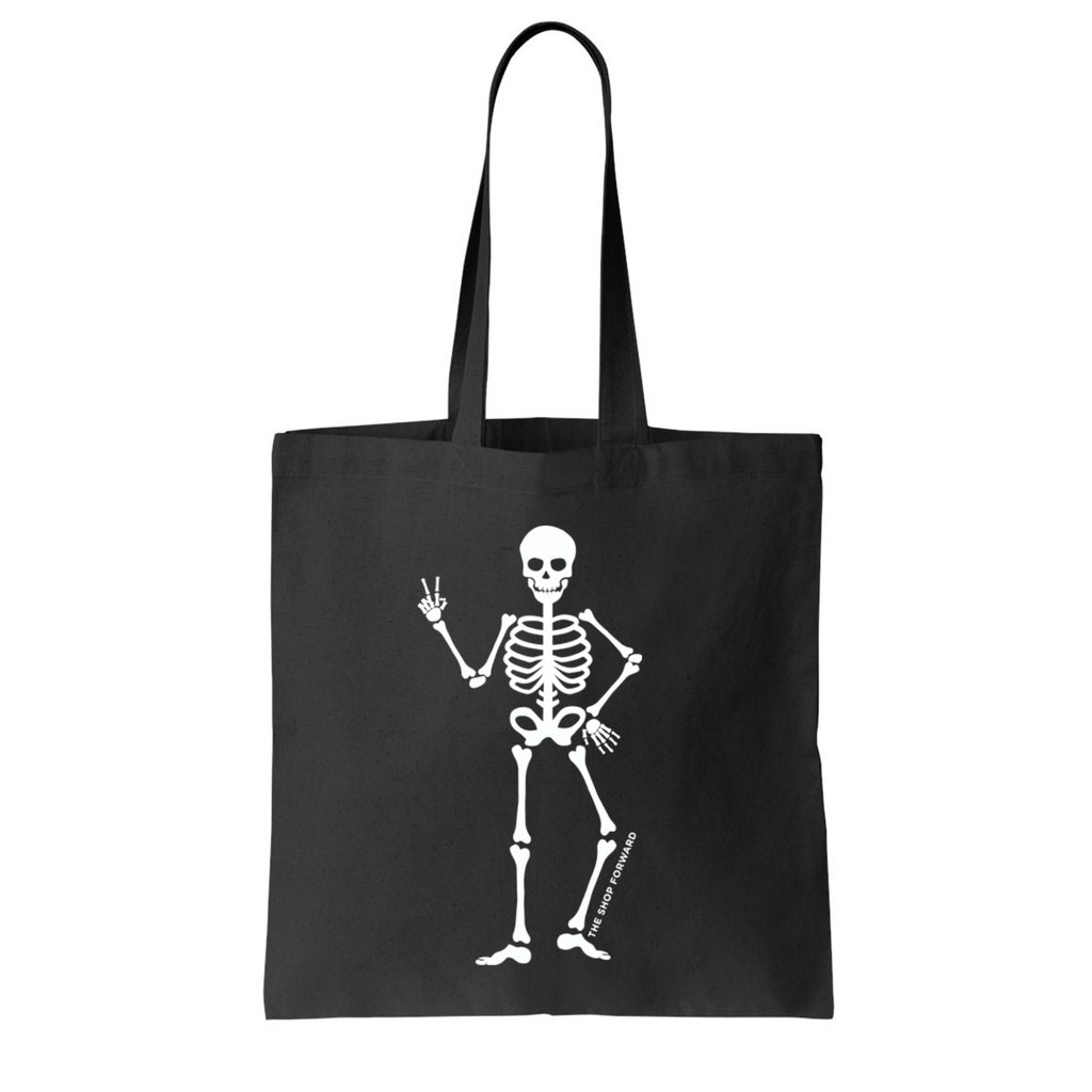 Halloween Skeleton Canvas Tote - BLACK