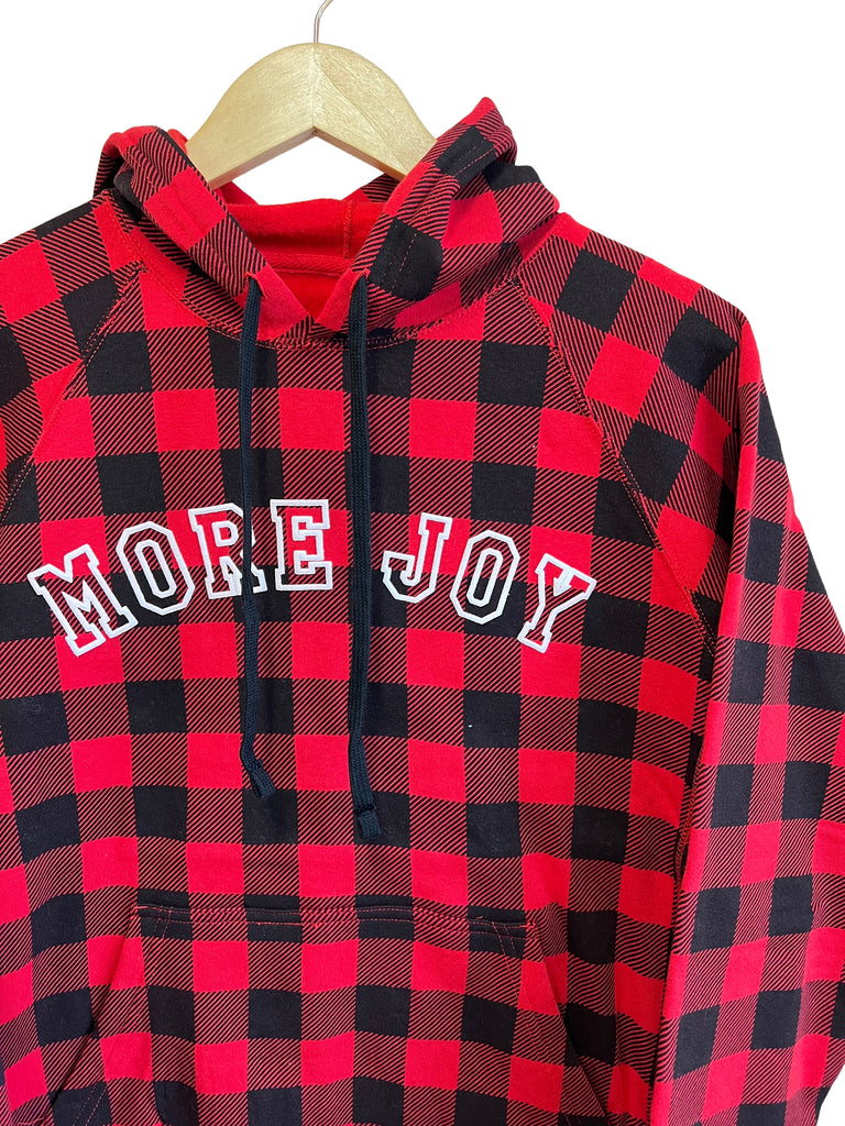 'More Joy' Buffalo Plaid Fleece Hoodie