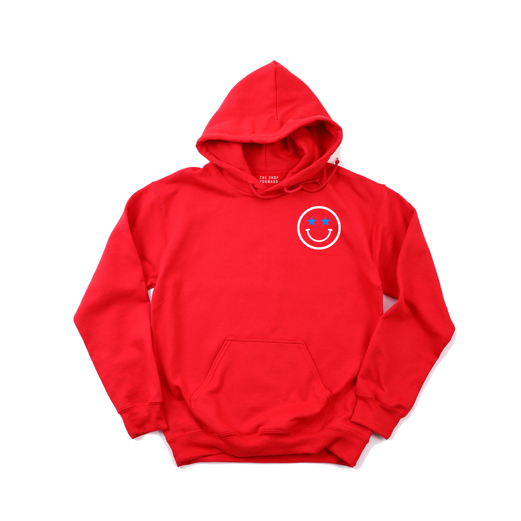 Shop THE The Hoodie – Red Forward PARTY Happy Face - IN USA\'